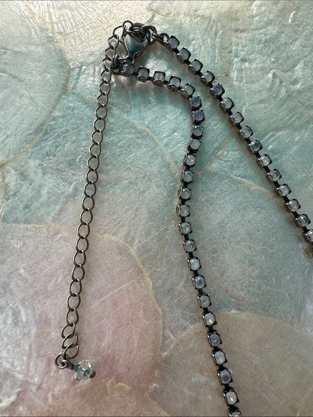 Sorrelli Clear Crystal Leaf Statement Necklace - Silver Tone - Picture 5 of 6